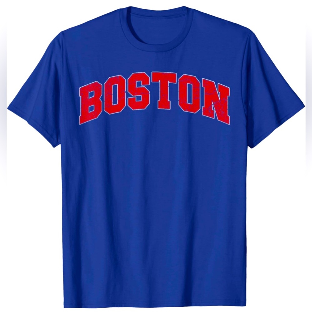 Boston Massachusetts MA Vintage Style Red Graphic T-Shirt. Size M. 100% cotton
